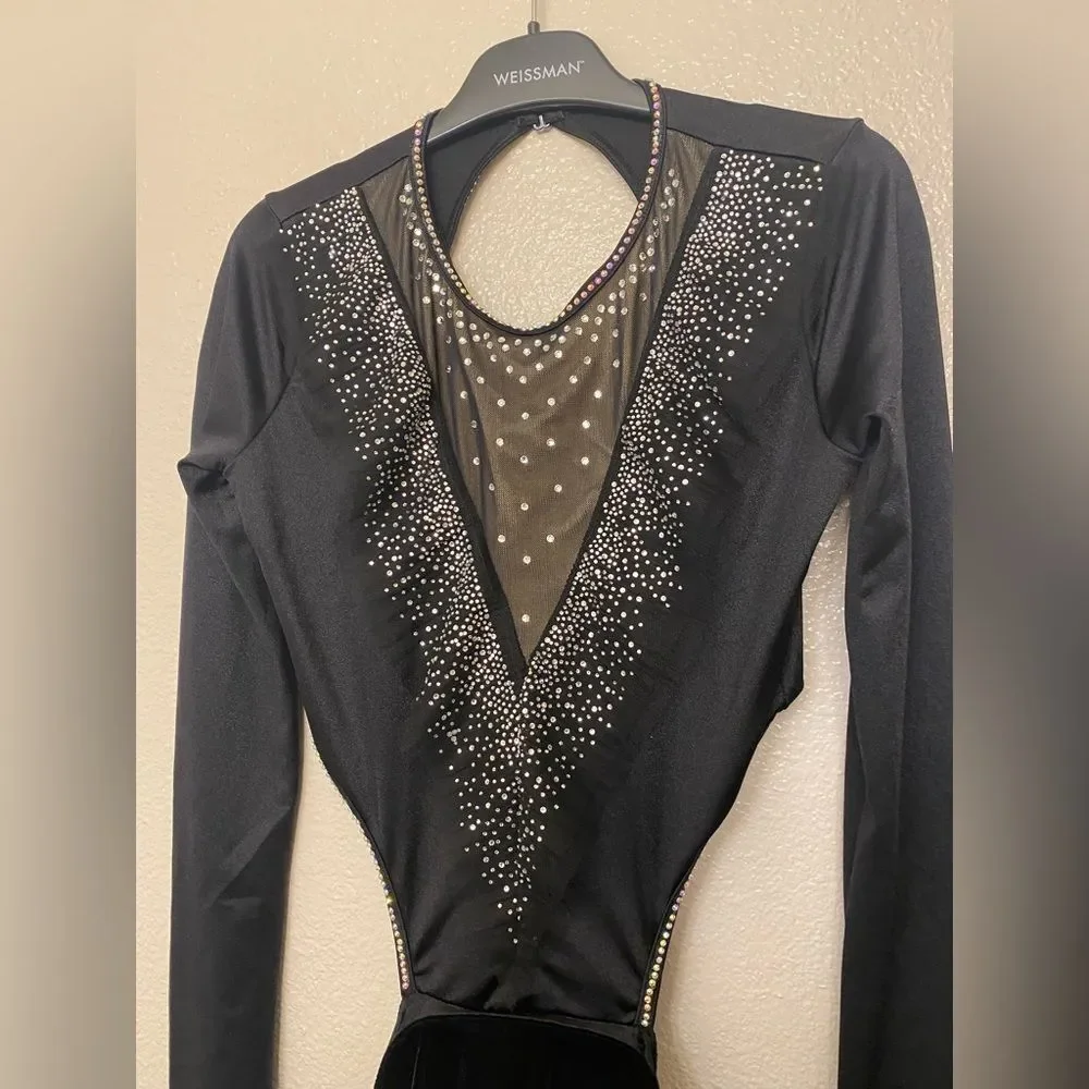Weissman Elite dance costume solo black rhinestone My Head My Heart 14914 MA